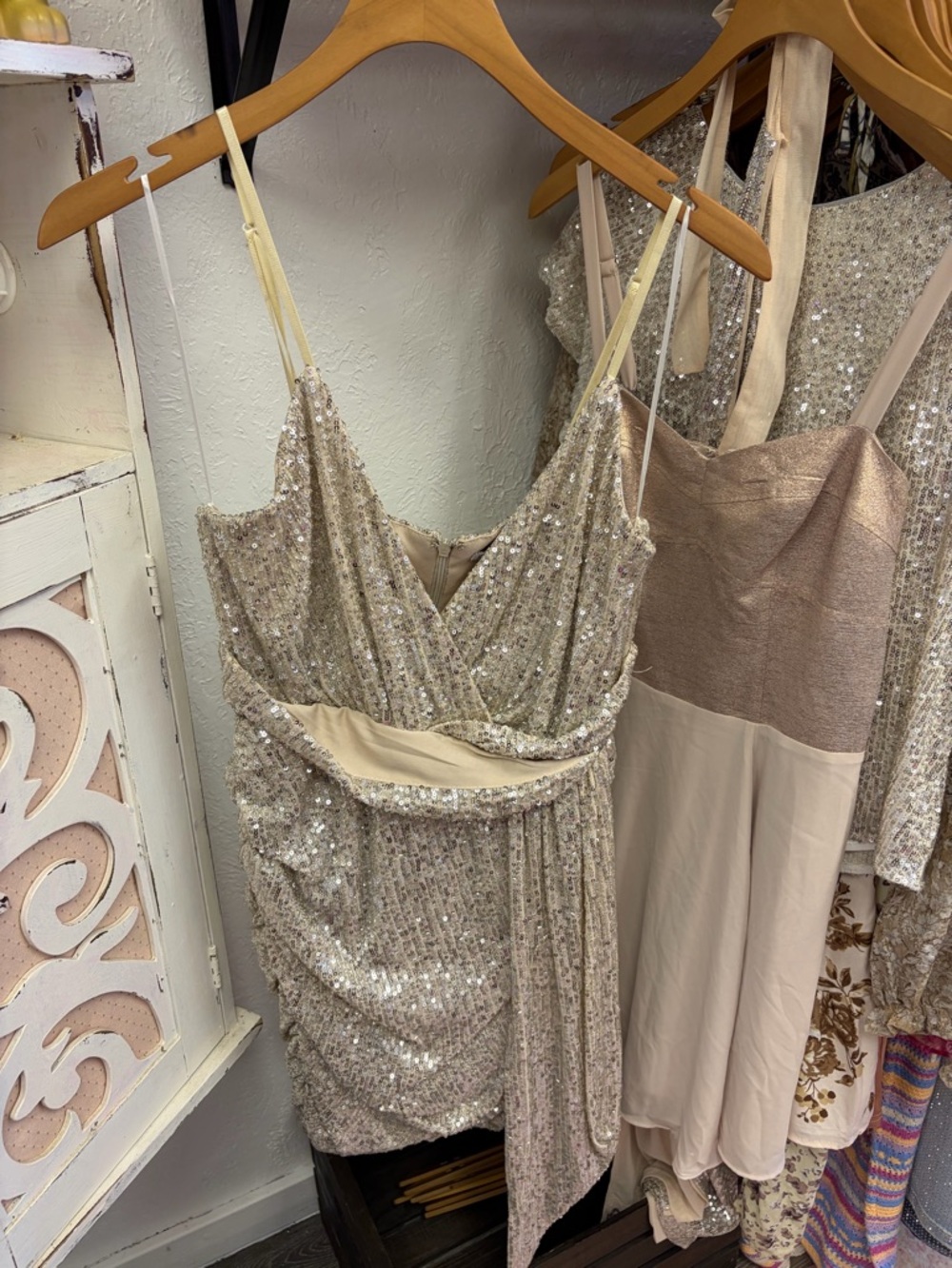 Fashion Nova Champagne Sequin Mini Dress